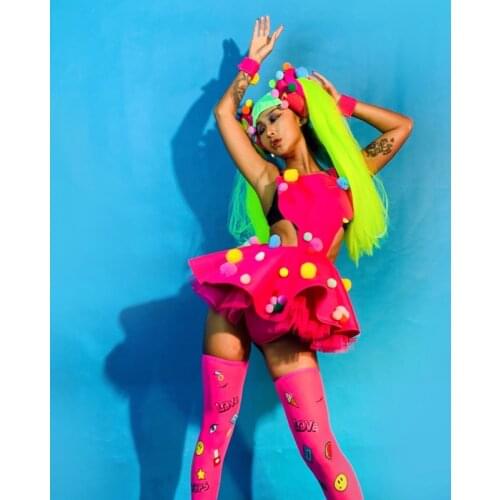 New Female Singer Stage Performance Candy Ball Dance Group Costumes Nightclub Gogo Dancer Clothes Catwalk Show Outfits DWY5706