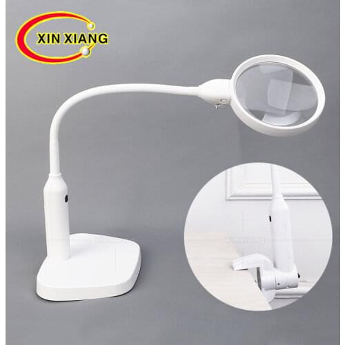 XinXiang Magnifier 2X 5X Lens Clip Desktop Detachable Magnifying glass Led light Illuminated Reading watchmaker repair Magnifier