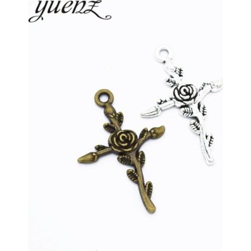 YuenZ 10pcs 2 colour Antique silver color Jewelry DIY cross Charms Pendant Necklace, earring Bracelet 35*23mm T97