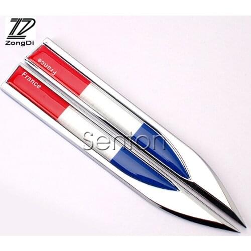 ZD 2pcs Car sticker Flag Metal fender side Labeling Bodywork for Toyota c-hr Kia sportage Peugeot 3008 Honda civic Hyundai 2017