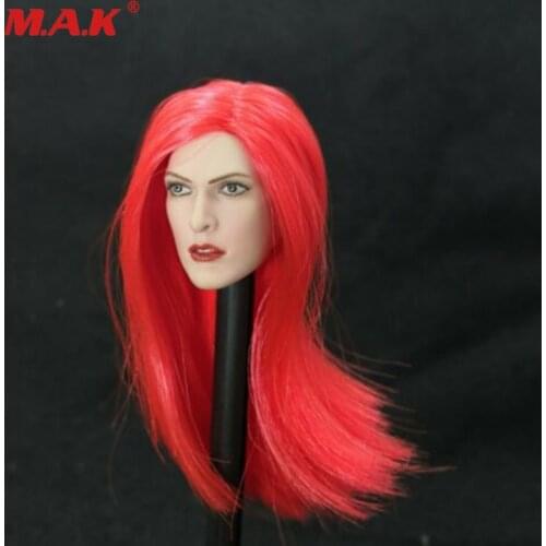 1/6 Red Hair Female Head Sculpt Beauty Alice Carving Model Fit 12" Figure Dolls