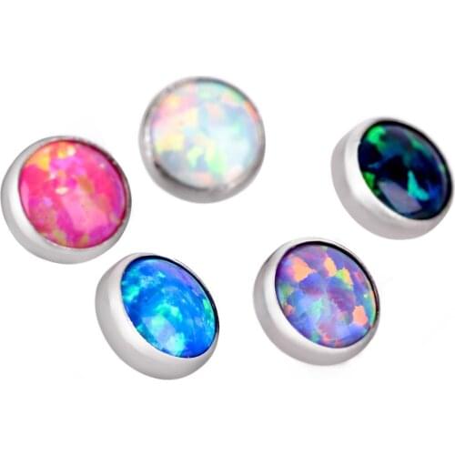 1 Pcs Surgical Steel Body Piercing Jewelry Mini Crystal Opal Dermal Anchor Top Micro Dermal Head Piercing Female Jewellery