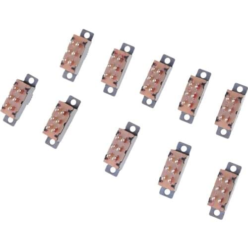 10 Pcs 2 Position 6 Pin 0.5A 50V DC DPDT 2P2T Panel Mount Vertical Slide Switch High Quality