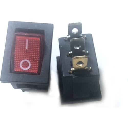 100pcs/lot 3 Pin 6A 250V Red LED illuminated Button Rocker Switch On - On Import Rocker Power Switches