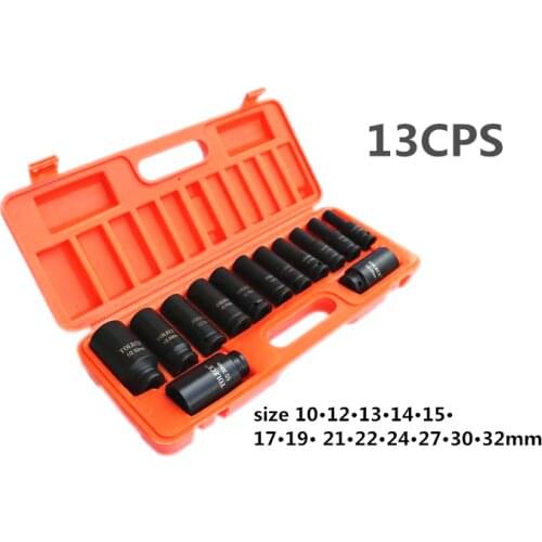 13PCS 1/2 10-32mm Heavy Duty Hexagon Socket Ratchet Wrench Head Sleeve Torque Spanner Auto Repairing Tool Hardware Part
