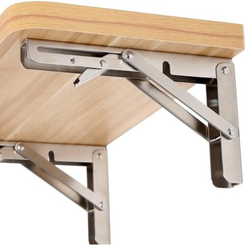 2PCS 10 Inch to 16 Inch Cheap Heavy Duty Stainless Steel Folding Desk Table Wall Mount Movable Hanging Angle Shelf Brackets