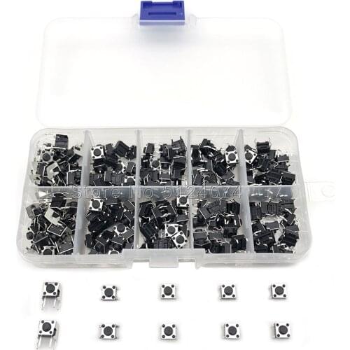 200pcs 6*6*5mm DIP SMD Electromagnetic Furnace Light Touch Key Switch push button switch 6X6X5 Vertical + Horizontal with Box