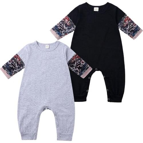 2020 New Tattoo Sleeves Newborn Infant Baby Romper Long Sleeve Patchwork Autumn New Born Baby Clothes Girl Boy Jumpsuit Costume