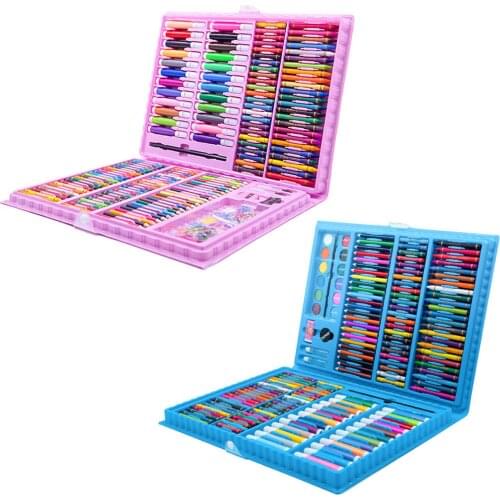 208PCS Kids Painting Drawing Art Set with Crayons Oil Pastels Watercolor Markers Colored Pencil Tools for Boys Girls Gift