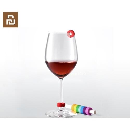 8 Pcs Youpin Circle Joy Wine Glass Identification Ring Identification Markers Red Wine Food Contact Level Wide range of cups lig