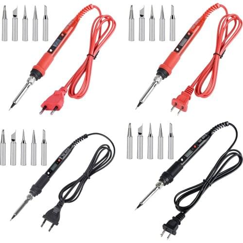 80W 220V LCD Display Electric Soldering Iron Kit Digital Solder Gun with Thermostitc, 1.4 meters Cable, EU Type