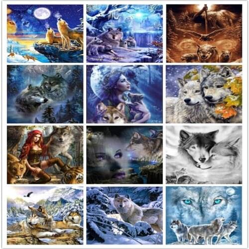 NEW forest wolf 5d Diamond Mosaic full Diamond Painting Cross Stitch Diamond Embroidery Animal Pattern rhinestone decoration