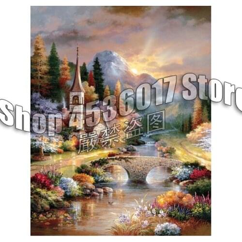 Diamond Mosaic Country Evening Scenery Full Square Drill Decoration Home 5D DIY Embroidery Diamond Painting Cross Stitch Crafts