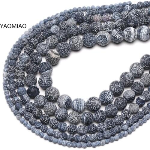 Natural Black Weather Agates Beads 6mm 8mm 10mm 12mm Round Beads Matte Stone Loose Beads For DIY Making Jewelry Bracelets
