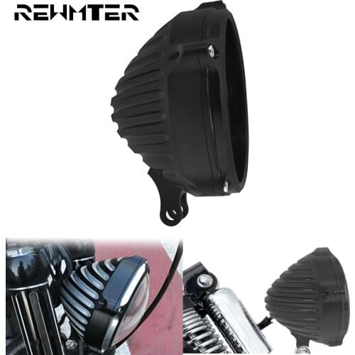 Motorcycle 5.75'' Headlight Cover With Bottom Mount Configuration Black Fit For Harley Dyna FX Softail Sportster XL 1200 2000-Up