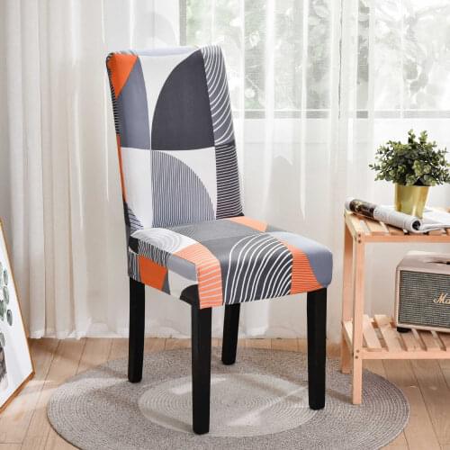 Geometric Dining Chair Cover Jacquard High Back Removable Protector Seat Spandex Elastic for Wedding Hotel Banquet Dining Room