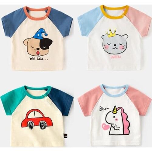 Baby Summer Clothes Kids Short Sleeve Shirts Cotton Boys Half Sleeve Cartoon Cute Girls Tops Thin T-Shirt Childrens Clothing
