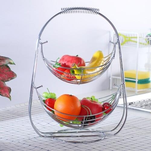 Double/Three Layer Fruit Basket Kitchen Home Metal Removable Large Capacity Fruit Tray Organizer