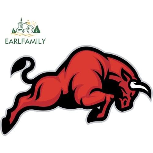 EARLFAMILY 13cm x 7.8cm Angry Bull of Red Car Sticker Funny Car Stickers Auto Automobile Waterproof Decals JDM Car Accessories