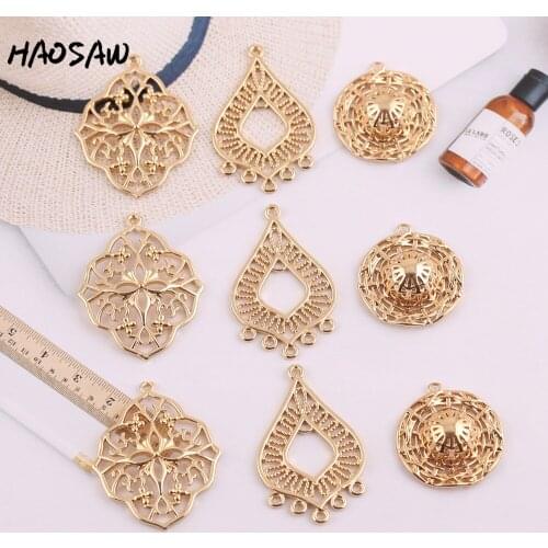 HAOSAW 4Pcs/Lot Hollow Charm/Hat Classical Design/Cooper/Jewelry Accessories/Hand Made/Earring Findings/DIY Jewelry Making