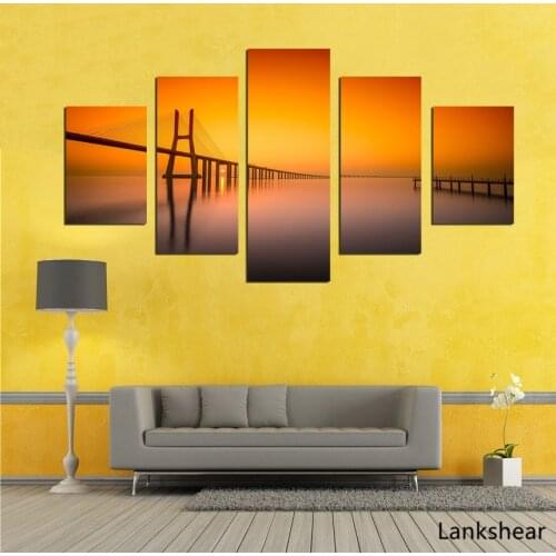 Canvas Painting Wall Art Pictures Frame Home Decor 5 Pieces Sunset Landscape Bridge Living Room Print Posters Cuadros Decor