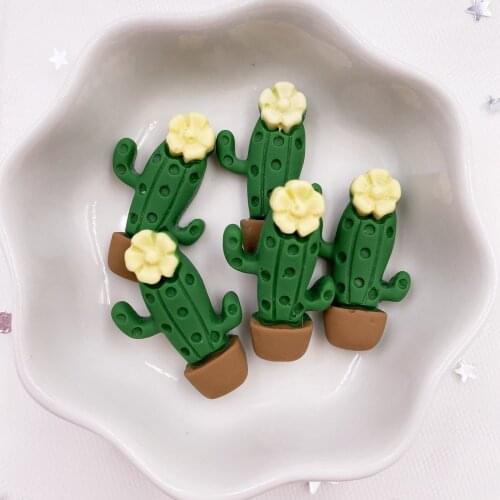 Resin Kawaii Colorful Cactus Flower Flatback Cabochon Stone 12PCS Scrapbook DIY Decor Home Figurine Crafts OH512
