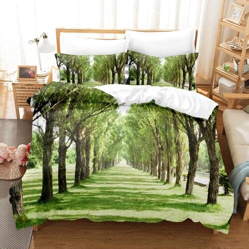 Beauty Tree Road Bedding Set Single Twin Full Queen King Size Tree Road Sky Bed Set Childrens Kid Bedroom Duvetcover Sets 024