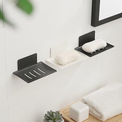 Creative Non-perforated Wall-mounted Iron Baking Varnish Soap Box Household Bathroom Strong Viscose Drain Soap Holder
