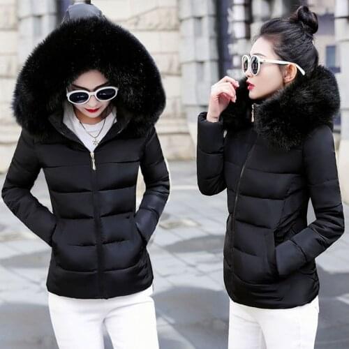 Fashion Black Womens Winter Outerwear Detachable Fake Fur Collar Hooded Parkas Warm Winter Coat Female Jacket Plus size 5XL 6XL