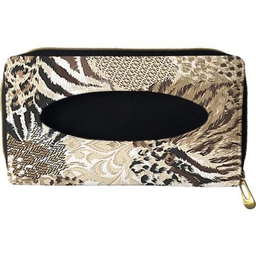 New Car Interior Storage Decoration Car Sun Visor Hanging Style Tissue Holder Fashion Animal Pattern PU Leather Tissue Box Cajas
