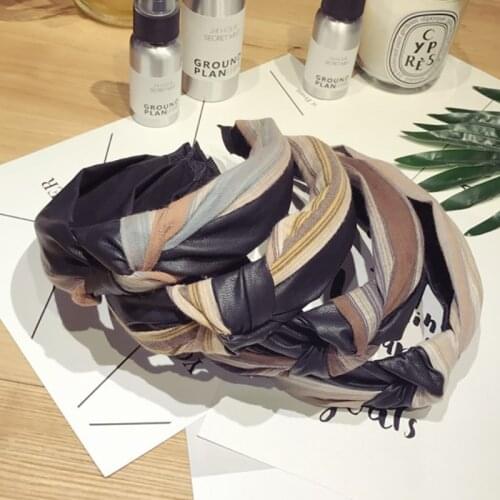 Q Fashion Hair Hoop Non-slip Korean Style Headband Knotting Hoop Wide Hair Band for Girls Women Patchwork Color Hair Accessories