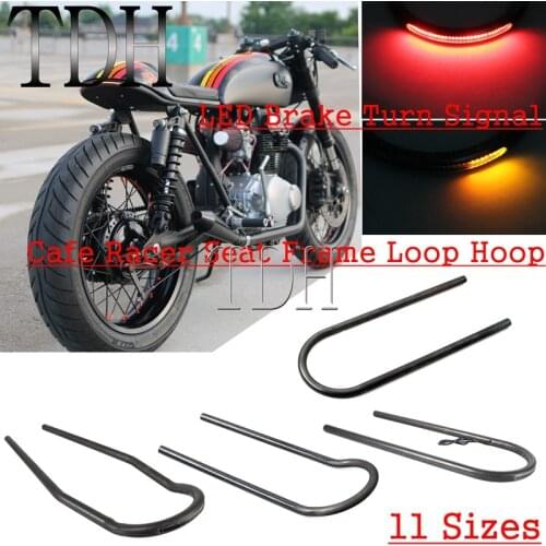 Motorbike Upswept Flat Curved Rear Seat Frame Hoop Loop W/LED Brake Tail Turn Light For Cafe Racer Scrambler Triumph CB XS CL SR