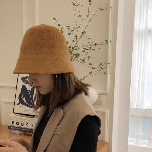 2020 Panama Warm Winter Womens Bucket Hat For Felt Wool Hat For Girl Winter Fashion Fur Black Fashion Hat Cap