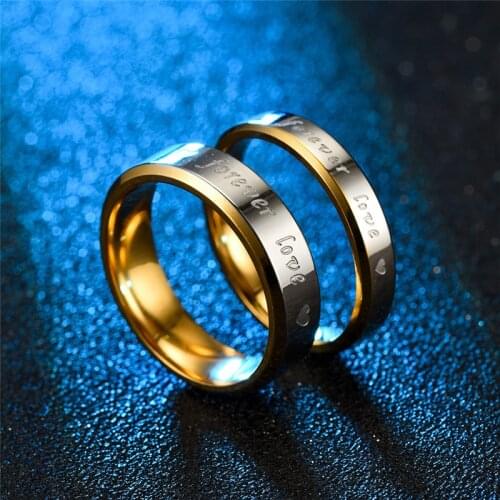 Titanium steel couple rings gold color romantic letters wedding infinite rings men and women engagement fashion jewelry gifts