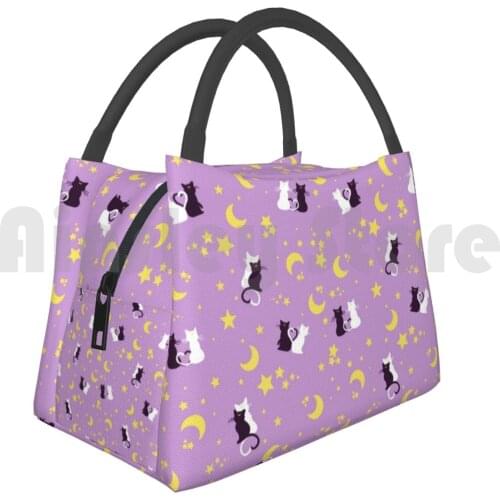 Portable Insulation Bag Moon Kitties Lavender Sailor Moon Moon Kitty Artemis Luna Pastel Kawaii