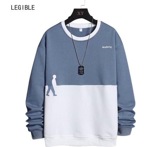 Legible Spring Autumn Casual Hoodies Men O-Neck Collar Streetwear Men Patchwork Loose Pullover Sweatshirt Mens Hoodies