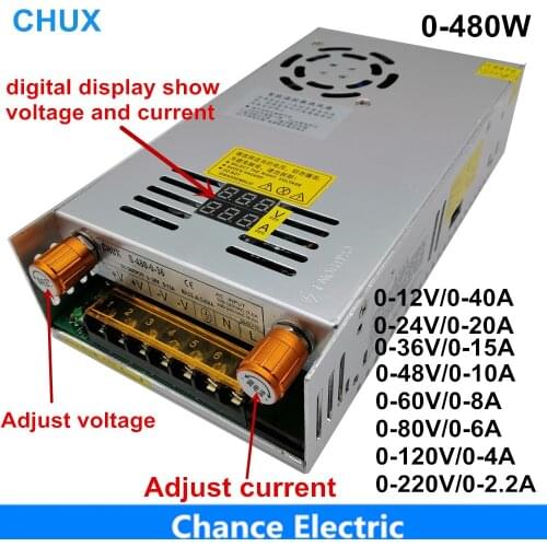 480W Adjustable Switching power supply with Digital display power supply for LED DC 12V 5V 24V 36V 48V 60V 80V 120V 160v 220V