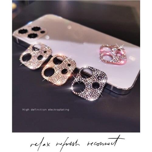 Luxury 3D Crystal Glitter Stone For iPhone 12 11 Pro Max Fashion Bling Diamond Lens Protection Camera Protector PC Cover