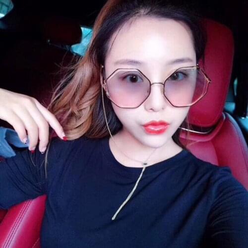 TrendyMate Candy Colored Oversize Sunglasses Women Irregular Hexagon Sunglass Transparent Lens Eyewear Clear Oculos De Sol 1446T