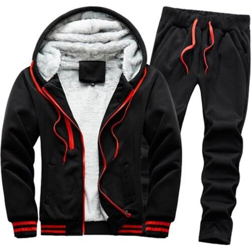 New Winter Tracksuits Men Set Plus Size Thicken Fleece Plush Suit Winter Sweatshirt Sportswear Set Male Hooded Sporting Suits