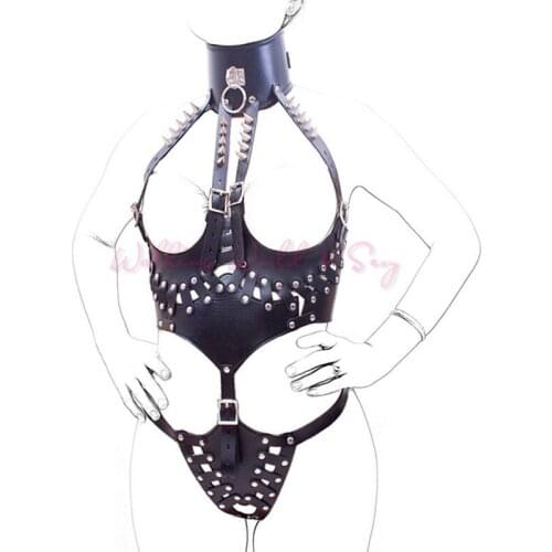 Queen Leather Sex Body Bondage Cosplay Open Breast Open Crotch Outfit Fetish Body Harness Bondage Adult Game Sex Toy For Women