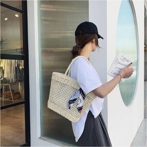 Womens Bag Knitted Straw Beach Bucket Shoulder Summer Cheap Handbags For Women Handbag 2021