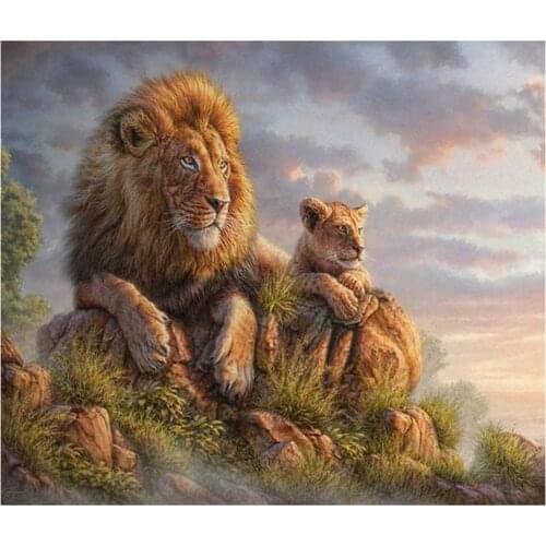 Prairie lion Diamond embroidery painting kits square full dill cross stitch Home decor 3d Mosaic Needlework picture animal