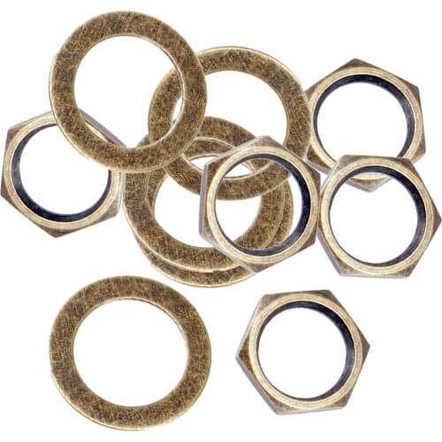 10Pcs/set 3/8 inch Guitar Bass Socket Nut Gasket Guitar Jack Connector Washer Nuts Set Musical Instruments Accessories