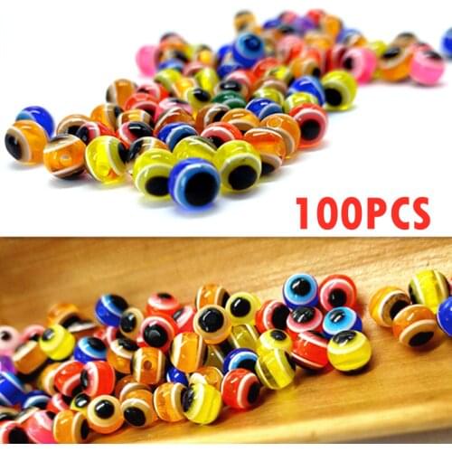 100pcs 6mm 8mm Fish Eye Fishing Beads Mixed Color Luminous Carolina Rigs Taxes Rigs Beads DIY Kit Bass Fishing Equipment Tackle
