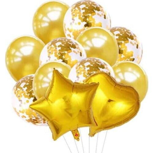 12 pcs Foil Mylar Pentagram Heart Balloons and Colored Confetti Birthday Party Decorations Mix Birthday Wedding Decoration