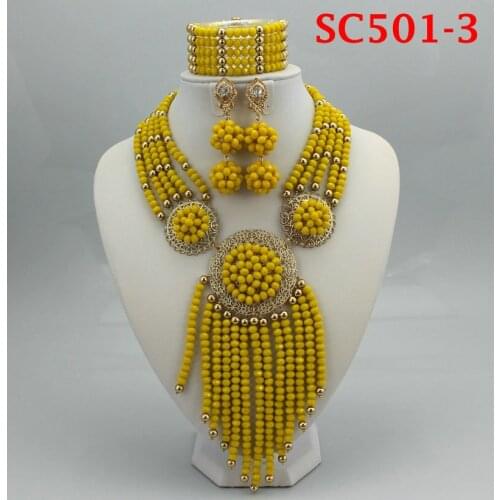 2020 Top quality Bridal Gift Nigerian Wedding African Beads Jewelry Set Fashion Dubai Gold-color Jewelry Set Costume Design