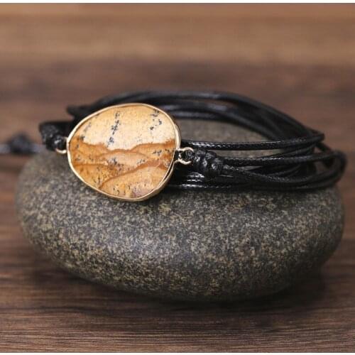 2019 Rope Wrap Bracelet Natural Picture stone Boho Long Friendship Bracelet Unique Handmade Ethnic Bracelets Dropshipping