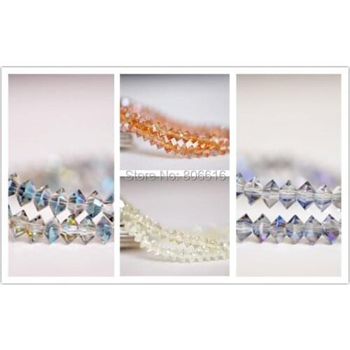 3*6MM 370Pcs=4strands Mix 4 Colors UFO Tone Glass Crystal Strand Jewelry Loose Beads