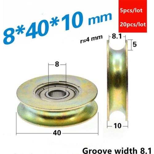 5pcs/20pcs U type groove wire rope metal bearing pulley 8*40*10mm steel wheel 8x40x10mm hanging wheel 608ZZ 608